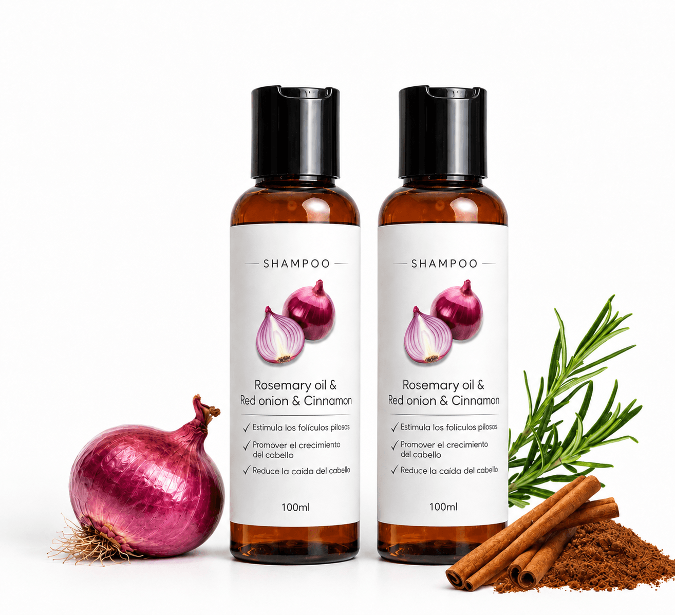 Shampoo De Cebolla, Shampoo Para Hombre with Rosemary Oil & Red Onion & Cinnamon Extract, Strengthen Hair Roots, Reduce Hair Loss, Promote Hair Growth For Women Men pack of 2