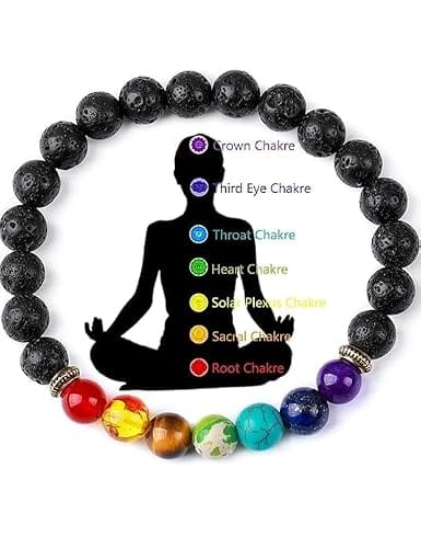 Bharatyug 7 Chakra Bracelet Lava Stone for Chakra Healing Pack Of 1