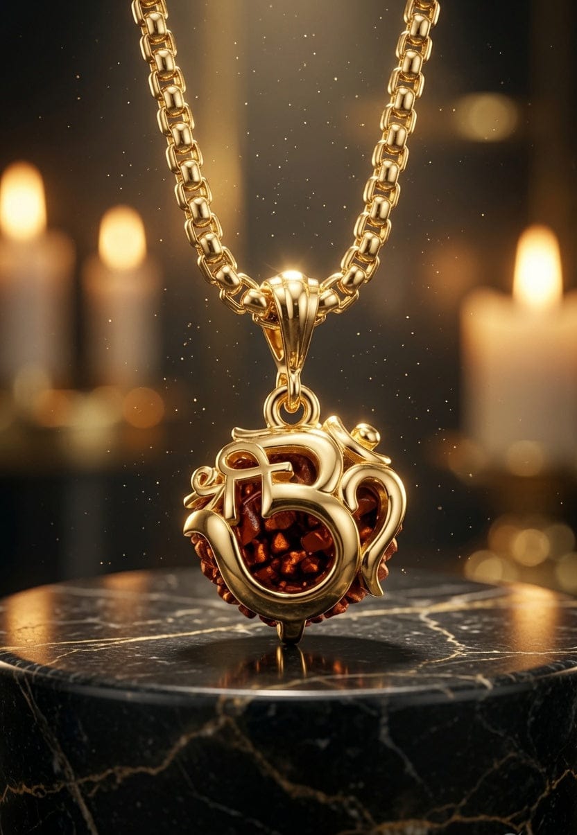 Rudraksha Om Pendant with Chain