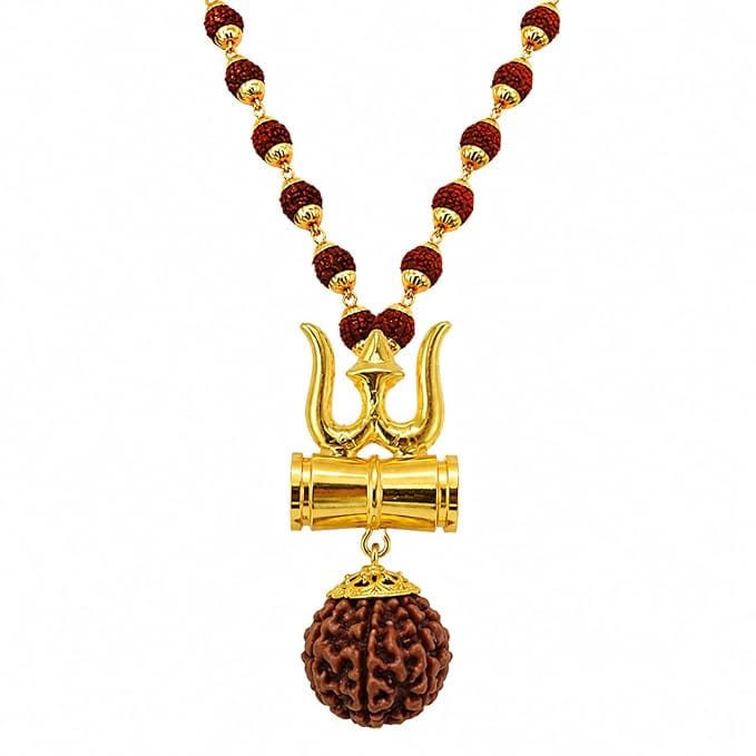 Trishul Damaru Locket with Gold Plated Cap