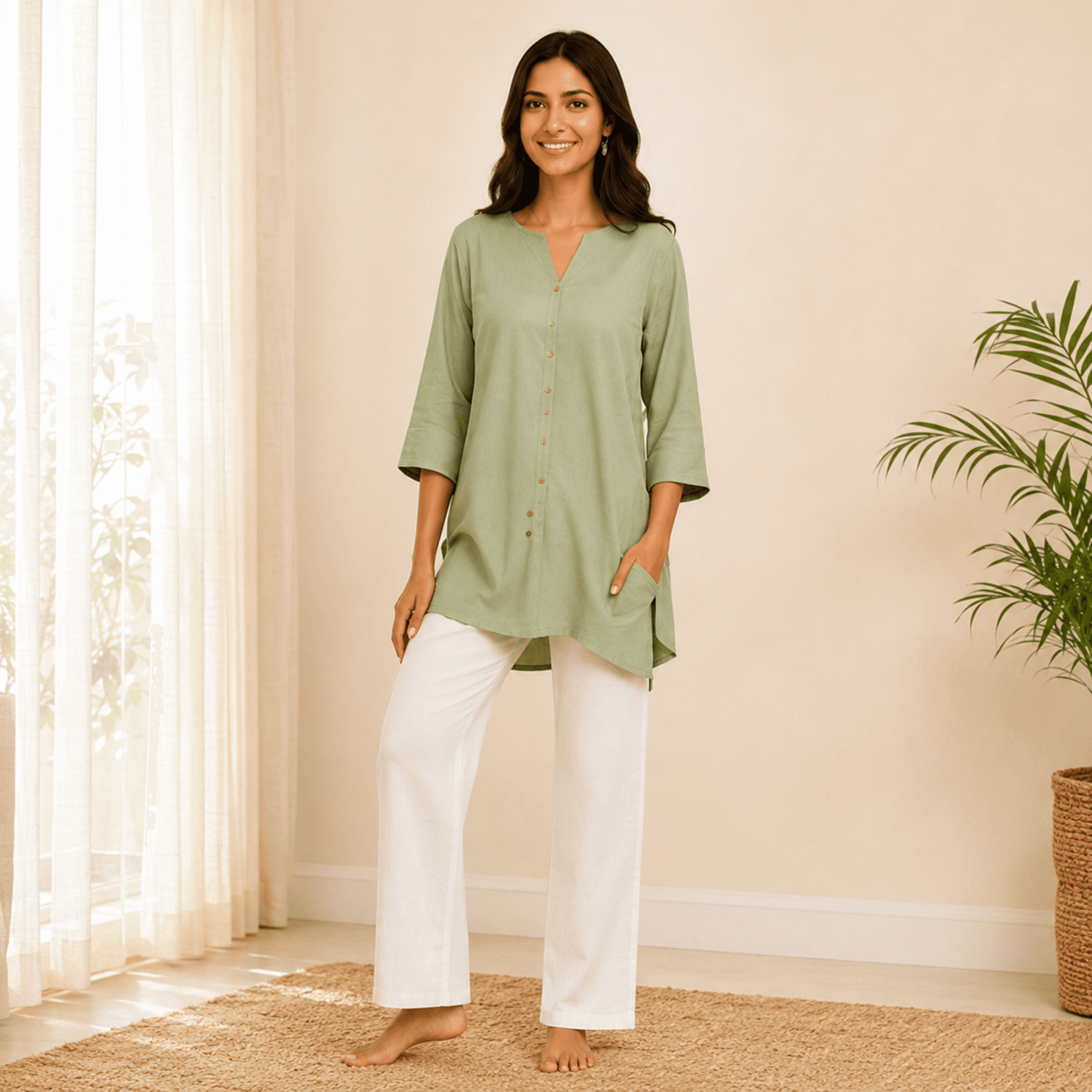 Pocket Tunic Top – Sage Green