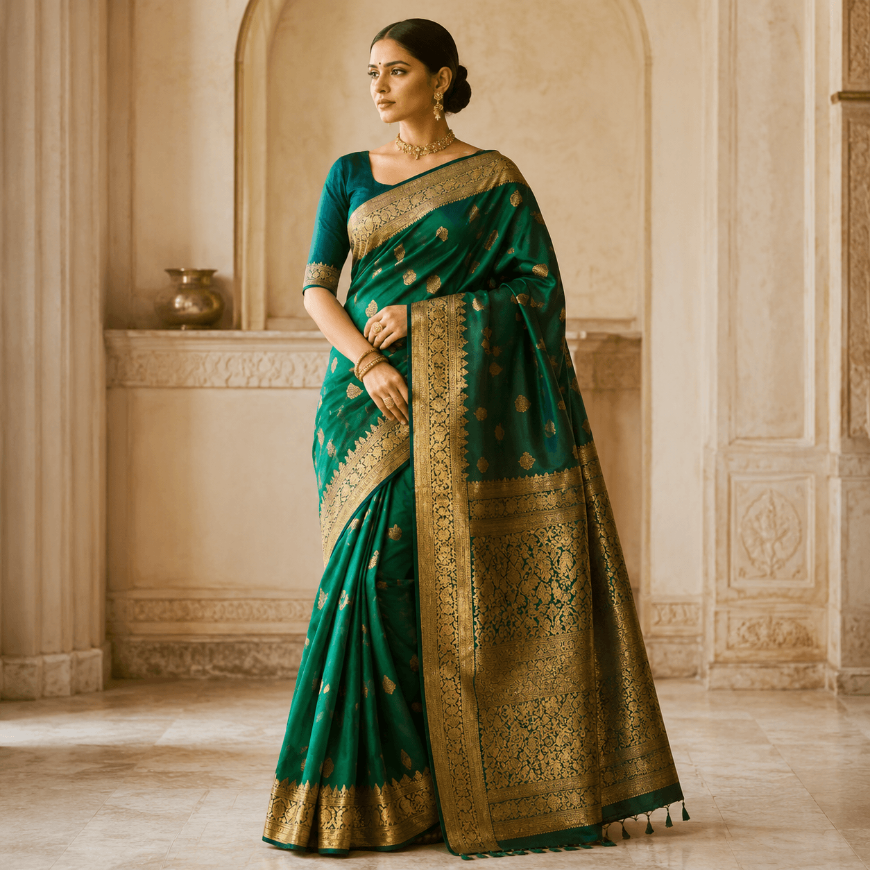 Emerald Maharani Kanjivaram Silk Saree