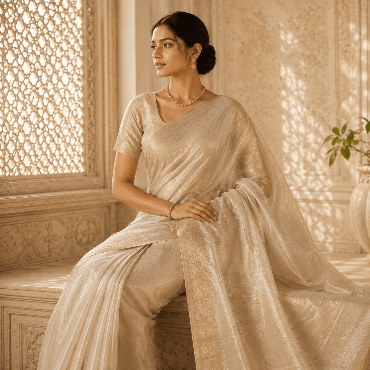 Moonlight Ivory Tissue Silk Saree
