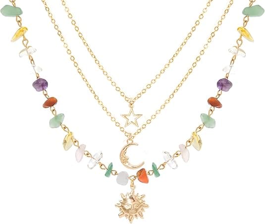 SEOULÉ Celestial Charm Multicolour Layered Necklace for Women