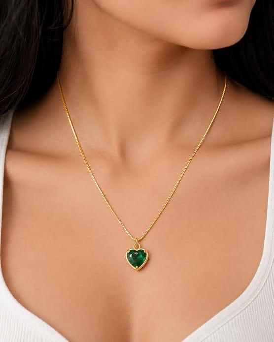 Anti Tarnish Emerald Necklace for Women