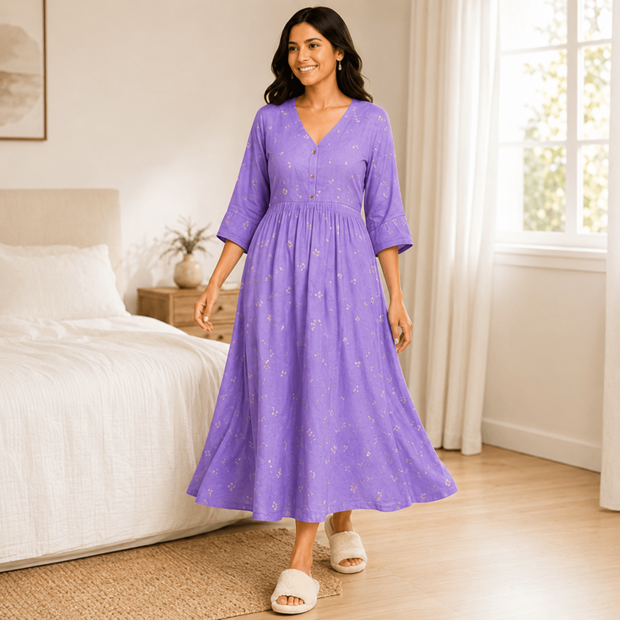Comfort Nightdress – Lavender Print