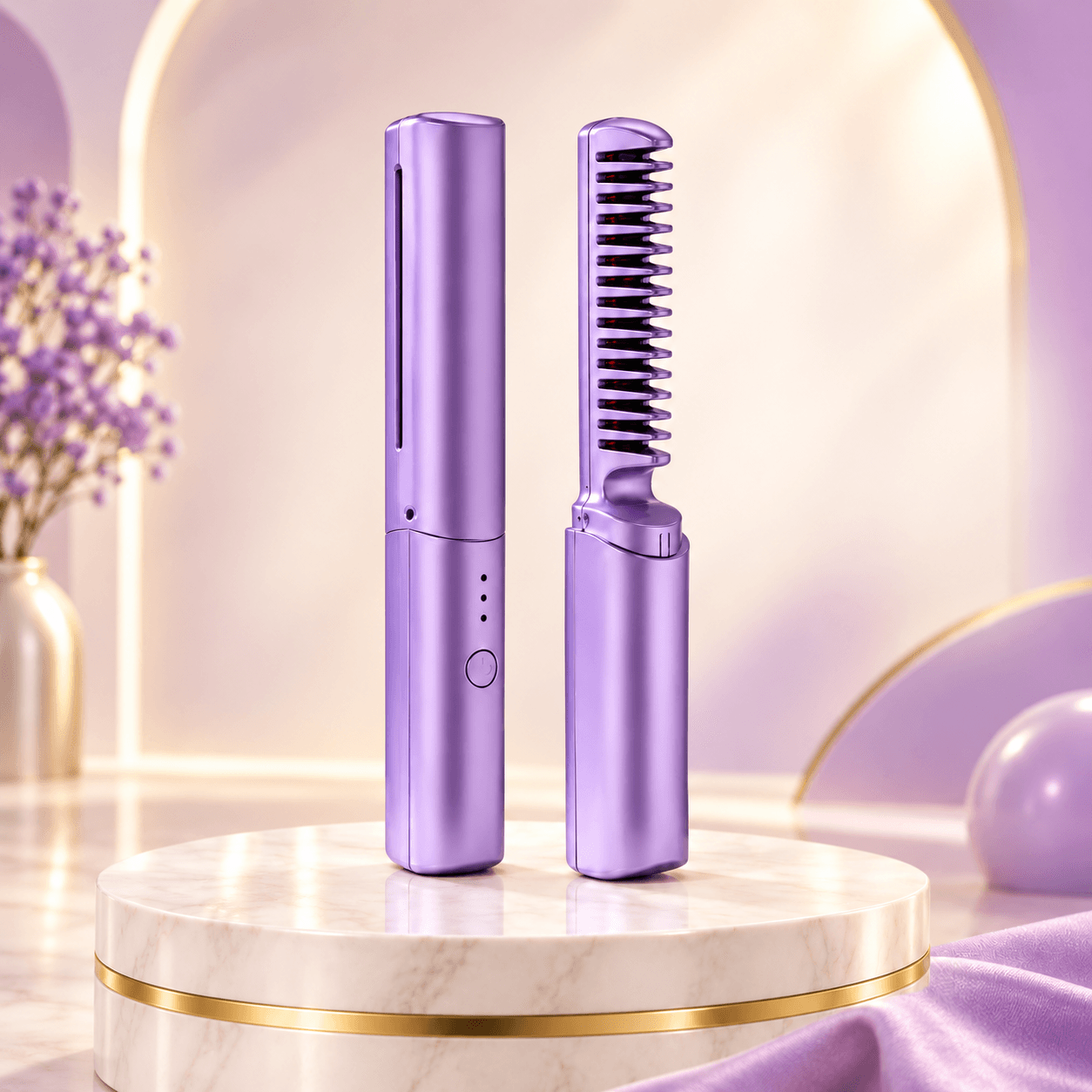 Hanglow-Mobile Heat Comb Mini Hair Straightener Portable Electric Straight Comb