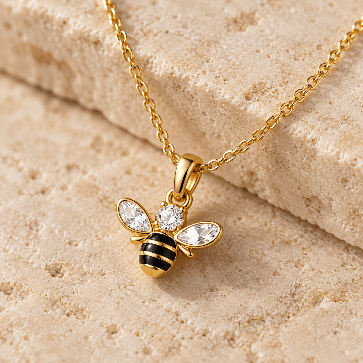 SEOULÉ Sparkling Honeybee Gold-Tone Pendant Necklace for Women