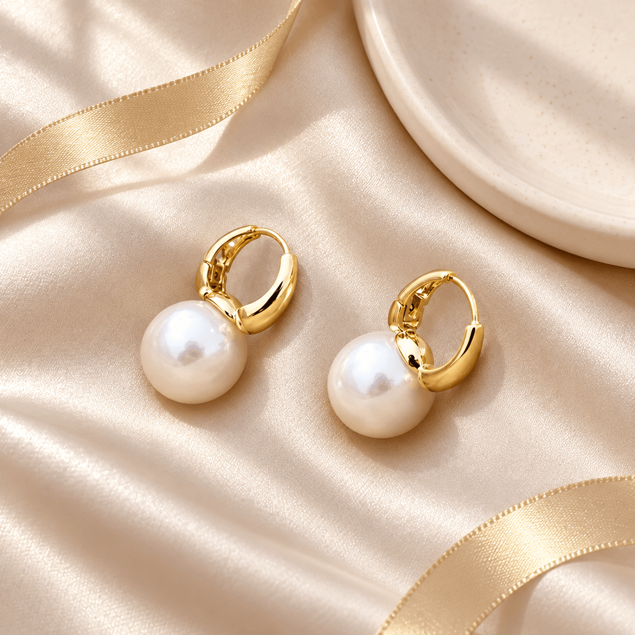 SEOULÉ Pearl Drop Gold-Tone Hoop Earrings for Women