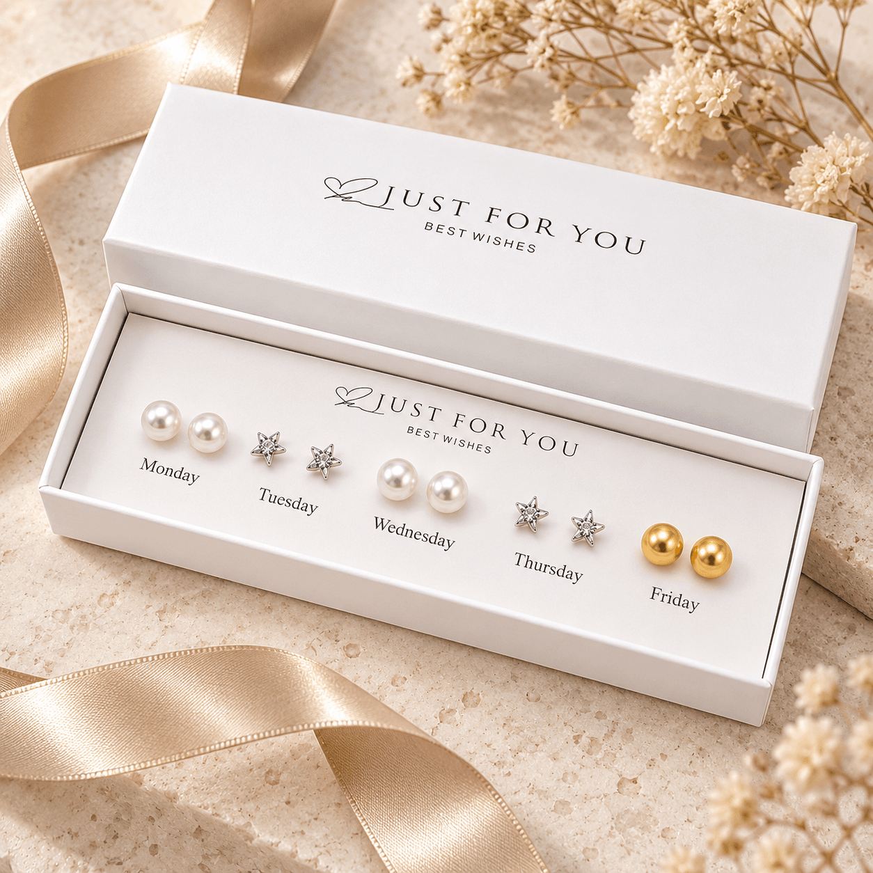 SEOULÉ Five-Day Pearl Star Stud Earrings Gift Set