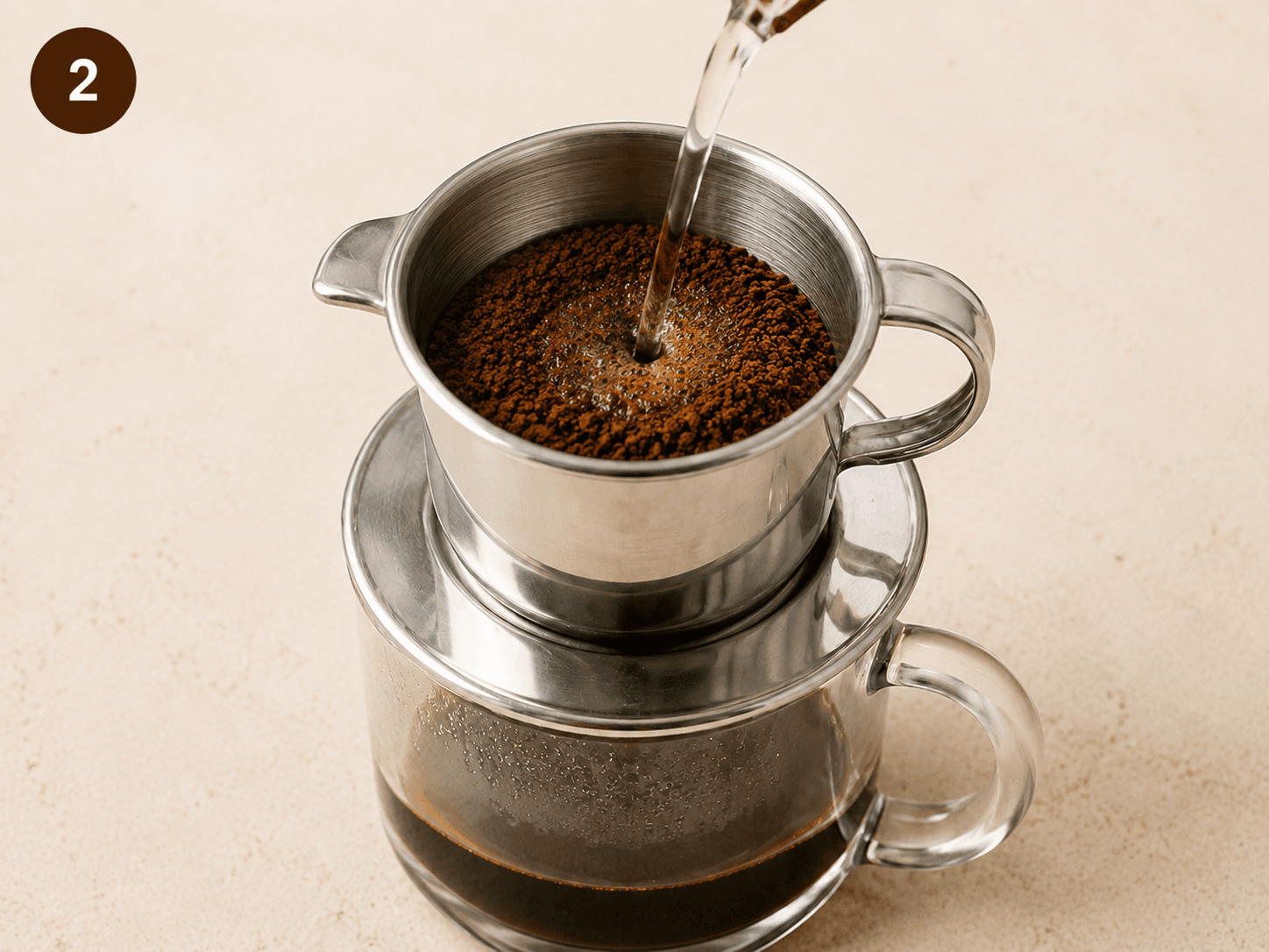 Pour hot water (96°C)